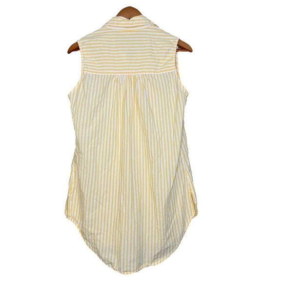 North Style Yellow Striped Sleeveless Cotton Collared Shirt Women’s Size medium - Picture 3 of 4
